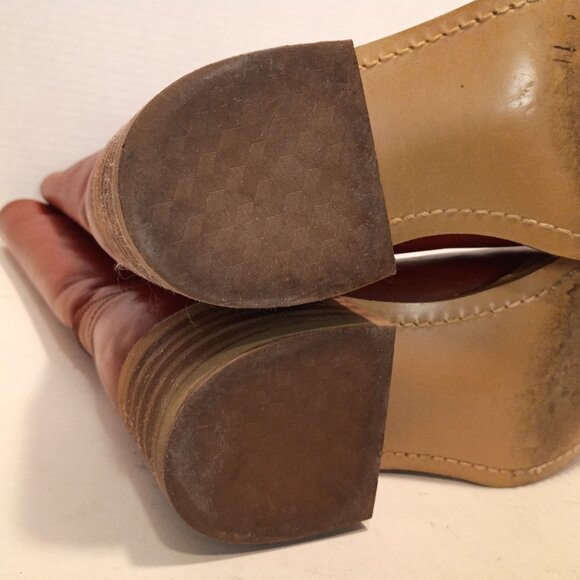 '80s DINGO 8.5M/10W Campus Moto Boots 7205 Square Toe Tan Leather *Almost-New - Picture 13 of 15